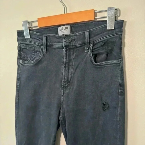 AGOLDE Sophie High-Rise Distressed Skinny Jean – Black 27 - Picture 6 of 8